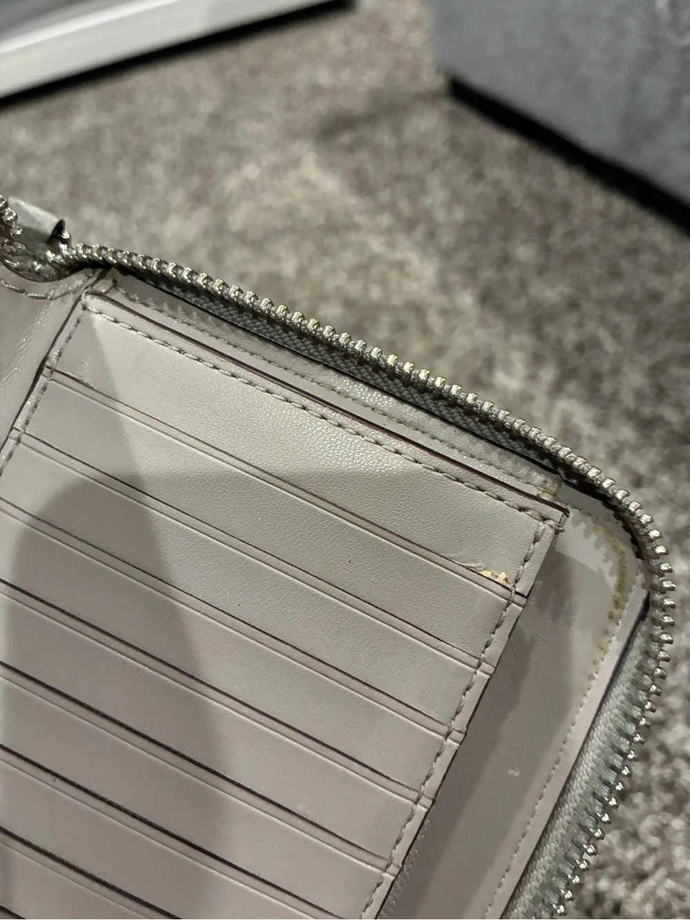 kate spade gray leather zip wristlet